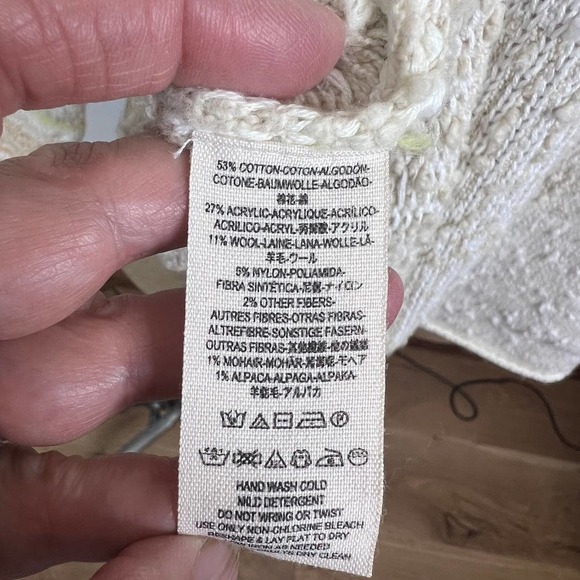 Free People Yellow and Tan Patchwork Oversized Cowl Neck Sweater SZ XS - Picture 10 of 10